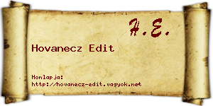Hovanecz Edit névjegykártya